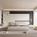 Modern Bedroom Interior With King Bed Built in Wardrobe Accent Chair And Area Rug