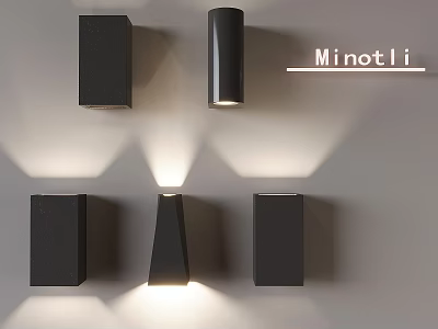 Minotli Black Wall Lamps With Various Shapes And Warm Lighting Effects 3d model