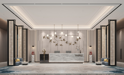 New Chinese Lobby Hall 3d model