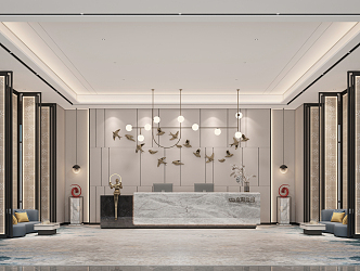 New Chinese Lobby Hall 3d model