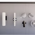 Modern Wall Lamps With Diverse Designs Mounted On Gray Panel Wall 3d model