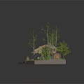Wooden Detached Villa With Solar Panels Surrounded By Trees And Pond