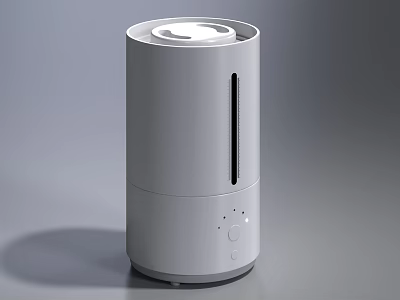 White Cylindrical Modern Bluetooth Speaker With Top LED Light And Side Strip Control Buttons 3d model