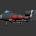 Futuristic Passenger Plane with Twin Engines Red Floats and Blue Cockpit