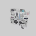 Laundry Room Organization With Washing Machines Hanging Clothes And Storage Shelves