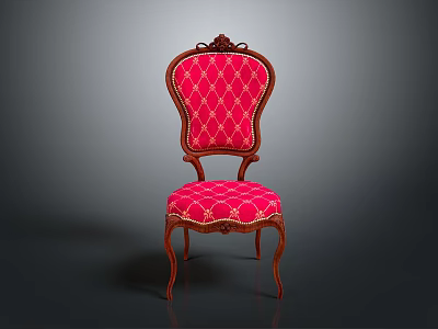 Classic Design Red Dining Chair With Diamond Pattern And Wooden Frame 3d model