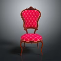 Classic Design Red Dining Chair With Diamond Pattern And Wooden Frame