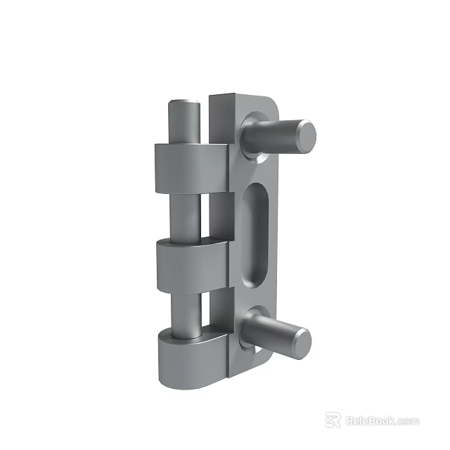Durable Gray Metal Hardware Hinge With Cylindrical Parts And Flat Plate Structure 3d model 