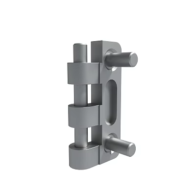 Durable Gray Metal Hardware Hinge With Cylindrical Parts And Flat Plate Structure 3d model