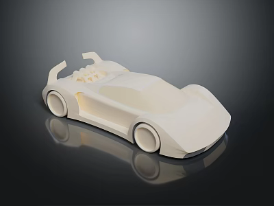 White Electric Toy Car With Streamlined Design Rear Spoiler And Wheels Model 3d model