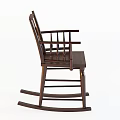 Traditional Wooden Rocking Chair With Armrests And Decorative Circular Backrest Design