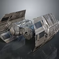 Intricate Cosmic Spacecraft Model With Metallic Panels And Engine Structures