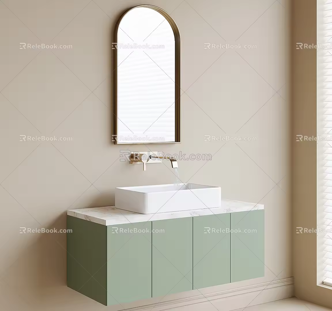 French sink counter basin faucet mirror 3d model