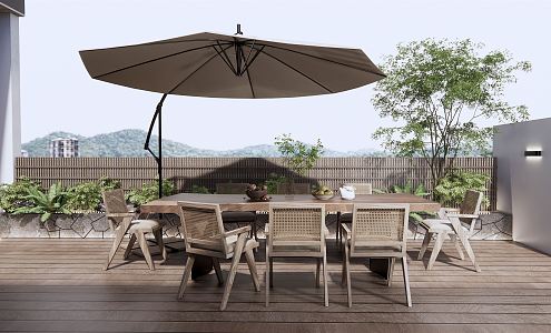 Quiet outdoor tables and chairs outdoor dining tables and chairs leisure tables and chairs terrace landscape 3d model