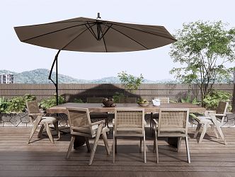 Quiet outdoor tables and chairs outdoor dining tables and chairs leisure tables and chairs terrace landscape 3d model