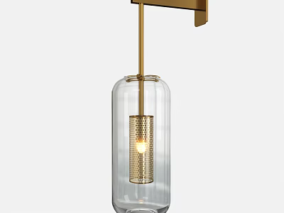 Modern Wall Lamp With Clear Glass Shade And Gold Metal Frame For Interior Decoration 3d model