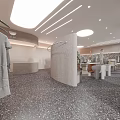 Modern Luxury Clothing Store With Window Display Mannequins Green Plants Lighting And Marble