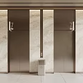 Modern Elevator Interior Design With Marble Walls Metal Doors And Wall Lights 3d model
