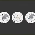 Three Circular Equipment Devices With White Bases Black Dots And Various Components 3d model
