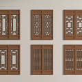 Traditional Chinese Wooden Carved Doors Featuring Intricate Lattice Patterns And Design
