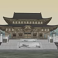 Ancient Traditional Architecture With Wooden Structure Multi Tiered Roof Stone Steps And Decorative Carvings