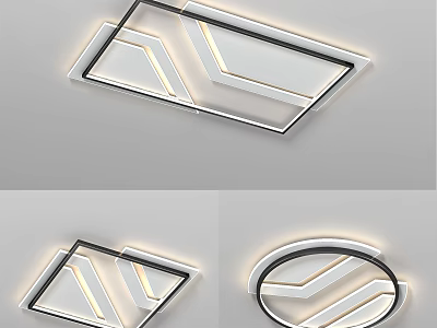 Modern Geometric Ceiling Light With Square Round Designs And LED Illumination 3d model