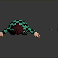 Anime Character In Green Checkered Coat With Black Pants And Katana Sword