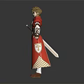 Red Robe Warrior Character And Wolf Creature In Fantasy Adventure Setting 3d model