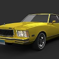 Yellow Classic Coupe Car with Shiny Exterior and Retro Design Details