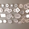 Modern simple atmosphere high-end living room lamp bedroom lamp ceiling lamp square round geometric shape lamp combination 3d model