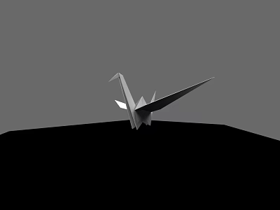 Minimalist Origami Crane Sculpture Design With Gray Background And Black Base 3d model