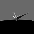 Minimalist Origami Crane Sculpture Design With Gray Background And Black Base