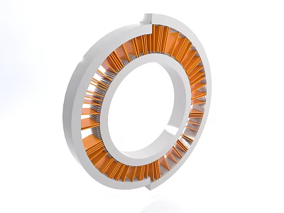 Circular Storage Shelf With White Frame And Orange Elements For Home Organization 3d model