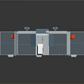 Industrial Train With Blue And White Body Platform With Railings Top Control Cabin Yellow Components