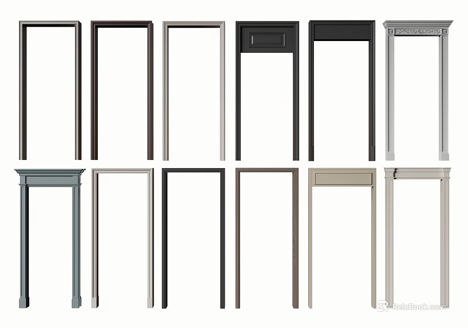 Various Styles And Colors Of Door Frames For Home Interior Design 3d model 