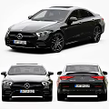Black Luxury Mercedes Benz Sedan Exterior Front And Rear Views