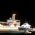 Luxury Yacht Scene Featuring Large Vessel Jet Ski And Small Boats Design