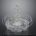 Elegant Crystal Chandelier With Intricate Beaded Structure And Sparkling Hanging Pendants