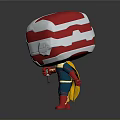 Cartoon Superhero Figure With Red And Silver Helmet Yellow Blue Cape Red Boots Holding Hammer