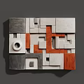 Modern 3D Geometric Wall Decor with Gray White Brown Blocks and Abstract Design 3d model