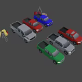 Colorful Collection Of Pickup Trucks With Red Green Blue And Gray