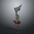 Fantasy Decorative Sword With Gray Blade Green Glowing Patterns And Red Hilt