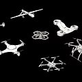 Various Types Of Drones With Different Designs And Components On Black Background