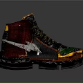 High Top Sneakers Yellow And Black Colorful Design With Detailed Patterns For Daily Wear