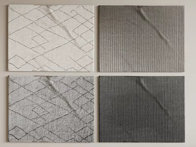 Square Rugs With Various Geometric Patterns Neutral Tones And Textured Design 3d model