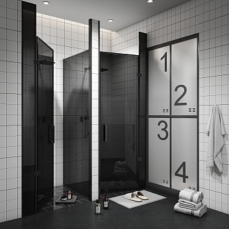 shower area bathroom shower gym 3d model