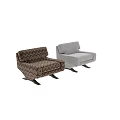 Modern Gray Leisure Chair With Comfortable Cushion And Unique Base Design 3d model