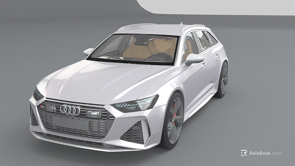 White Audi Sedan With Modern Front Design Alloy Wheels And Brown Interior Seats 3d model 