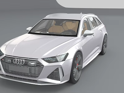 White Audi Sedan With Modern Front Design Alloy Wheels And Brown Interior Seats 3d model