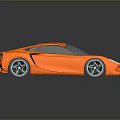 Orange Sleek Sports Car 3D Render With Shiny Body Black Windows And Alloy Wheels